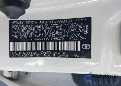 2014 Toyota Prius Two из США, поврежденный, VIN JTDKN3DU3E1755072
